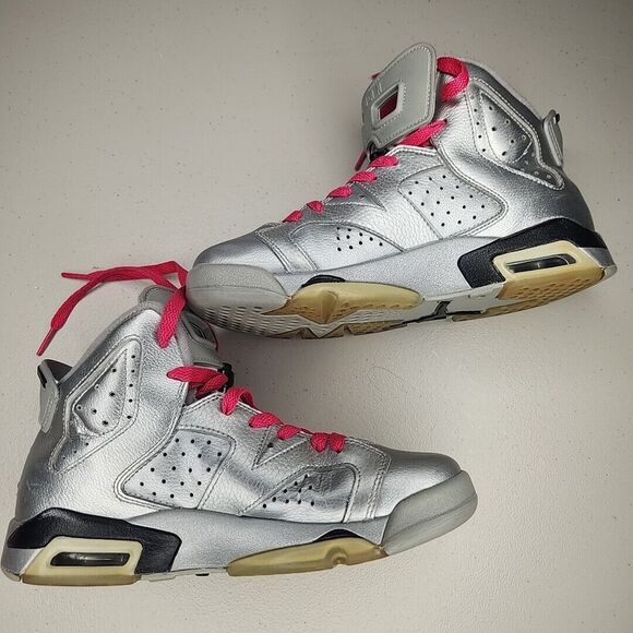 Air Jordan VI 6 Valentine's Day Retro Silver Pink Size 5.5Y 543390-009 EU38 - Picture 6 of 10